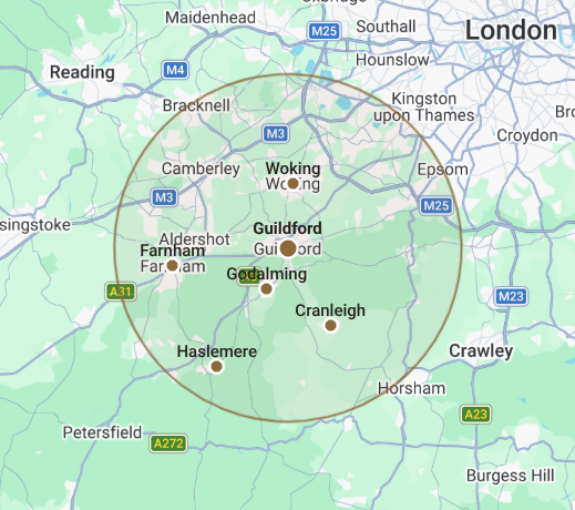 Map of the area we cover around Ascot and the neighbouring Berkshire towns